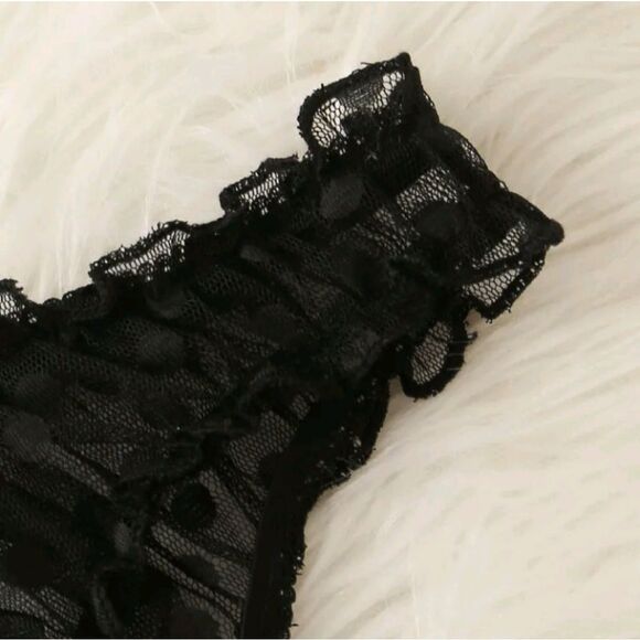 Black Polka Dot Bikini Style Lingerie Set - Picture 8 of 13